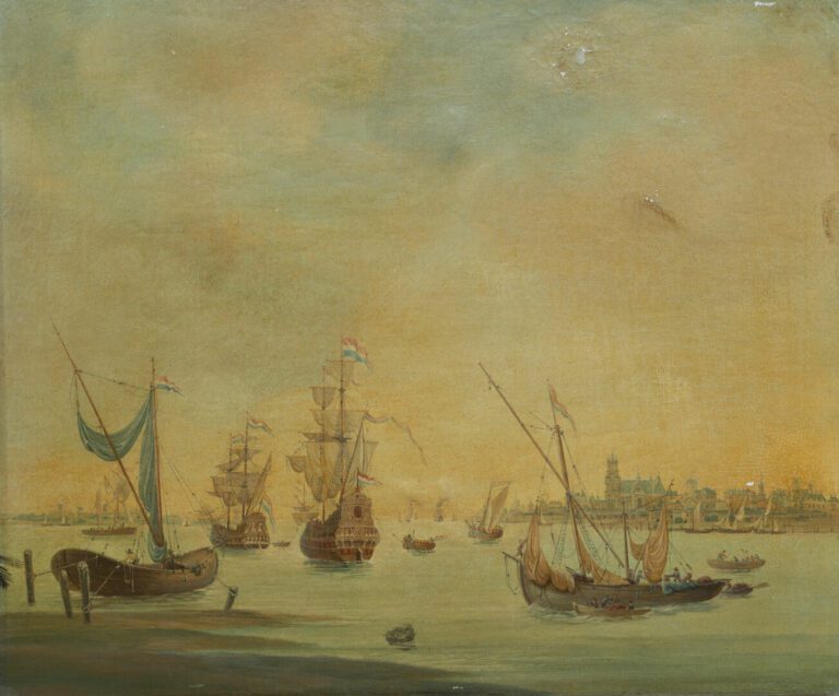 Ecole hollandaise du XIXe siècle - Marine - Huile sur toile - 46 x 55.5 cm - (a…