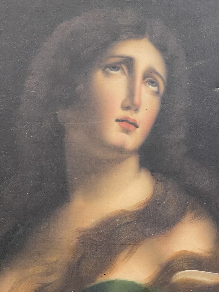 Ecole Italienne - Marie Madeleine - Huile sur toile - (petits enfoncements et t…