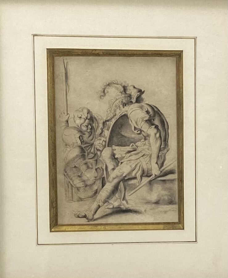 Ecole italienne XIXème - Eudes de personnages à l'antique - Crayon noir - 13 x…