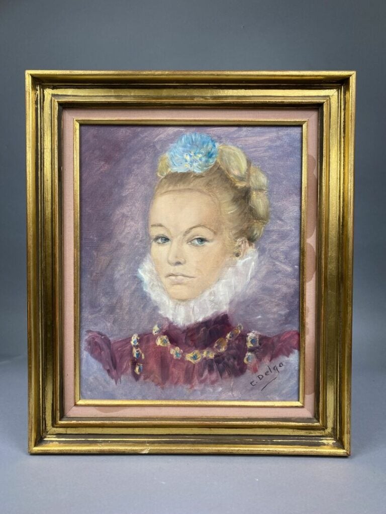 Ecole moderne - Ensemble de quatre huiles sur toile représentant des portraits…