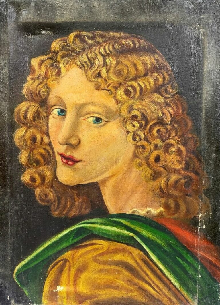 Ecole moderne - Ensemble de quatre huiles sur toile représentant des portraits…