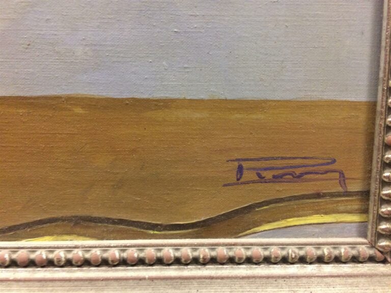 Ecole moderne. - Vase de fleurs - Huile sur toile, signée en bas à droite (illi…