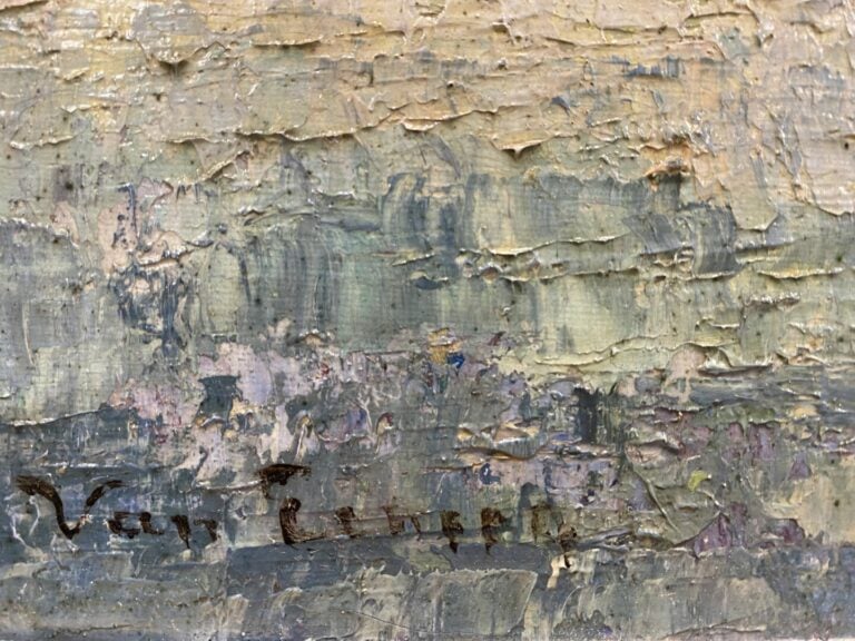 Ecole moderne - Vue d'un village - Huile sur toile - Signé "VAN ERN..." (?) - 3…
