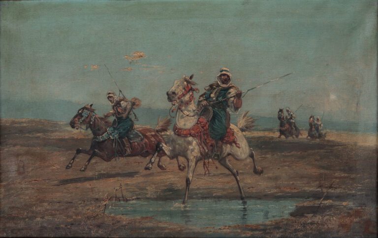 Ecole orientaliste du début du XXe siècle - Cavaliers arabes - Huile sur toille…