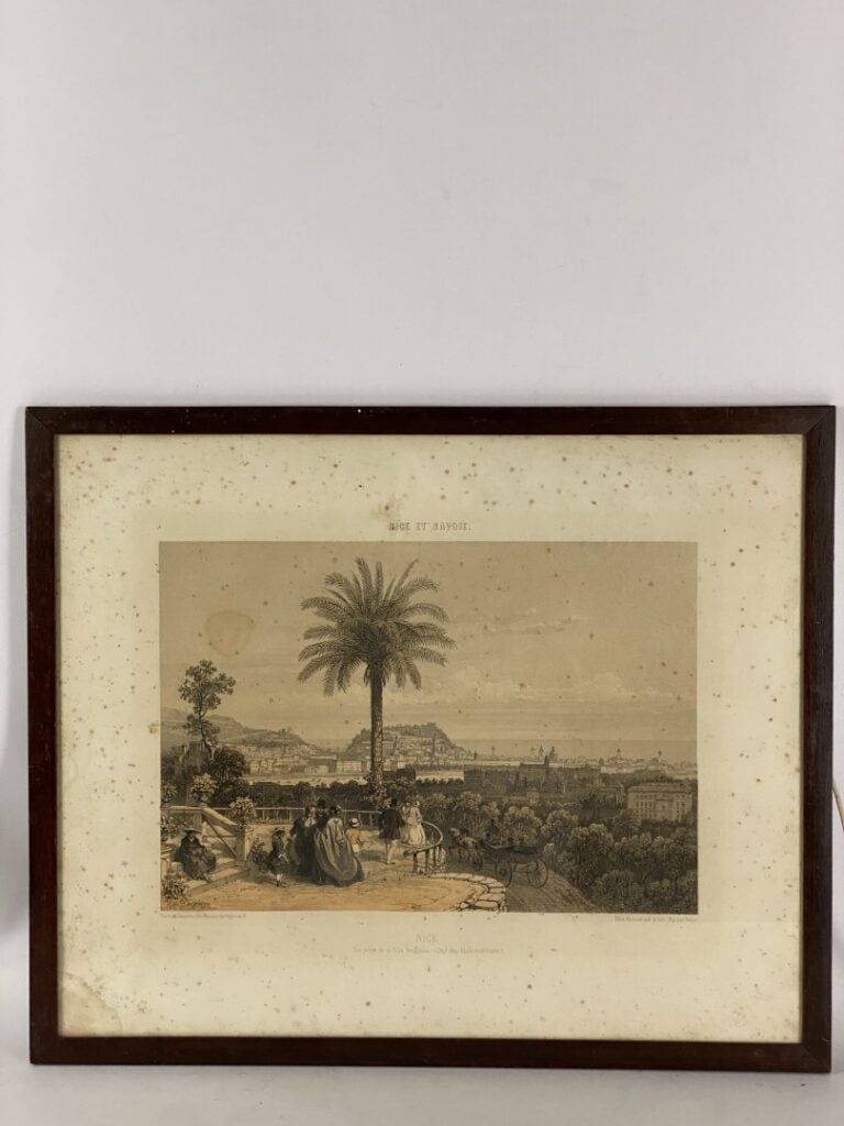 Ecole régionaliste - Lot de 5 gravures sur la région niçoise - Vue du cours, de…