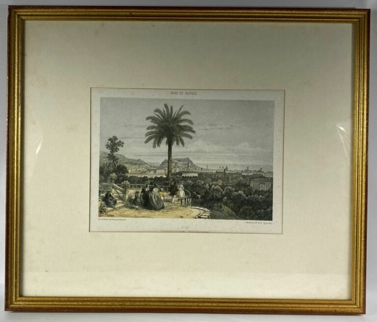 Ecole régionaliste - Nice, vue prise de la Villa Venanson - Lithographie en cou…