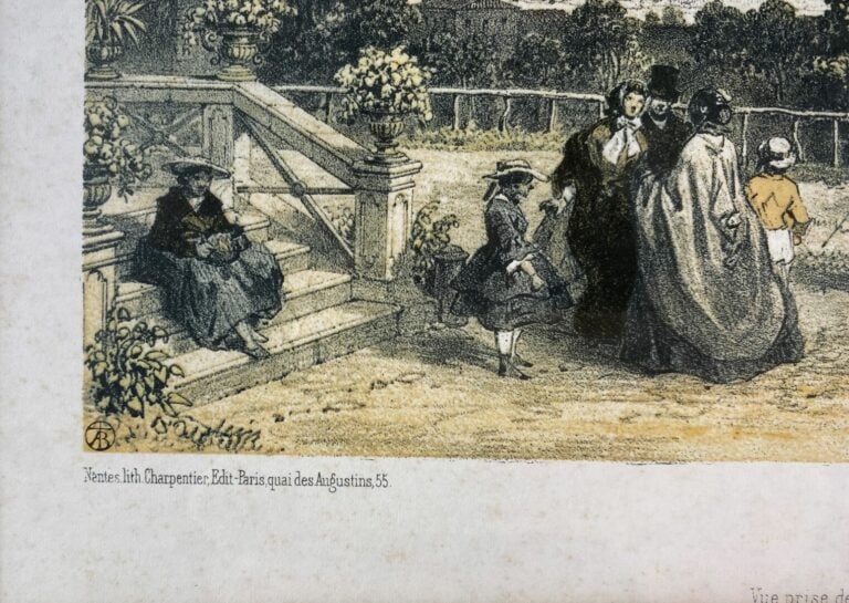 Ecole régionaliste - Nice, vue prise de la Villa Venanson - Lithographie en cou…