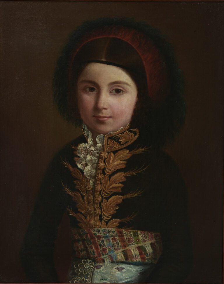 Ecole russe vers 1820. - Portrait d'un jeune garçon - Huile sur toile (rentoila…