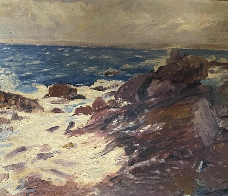 Ecole XXème - Côte rocheuse - Huile sur toile - 60 x 74 cm