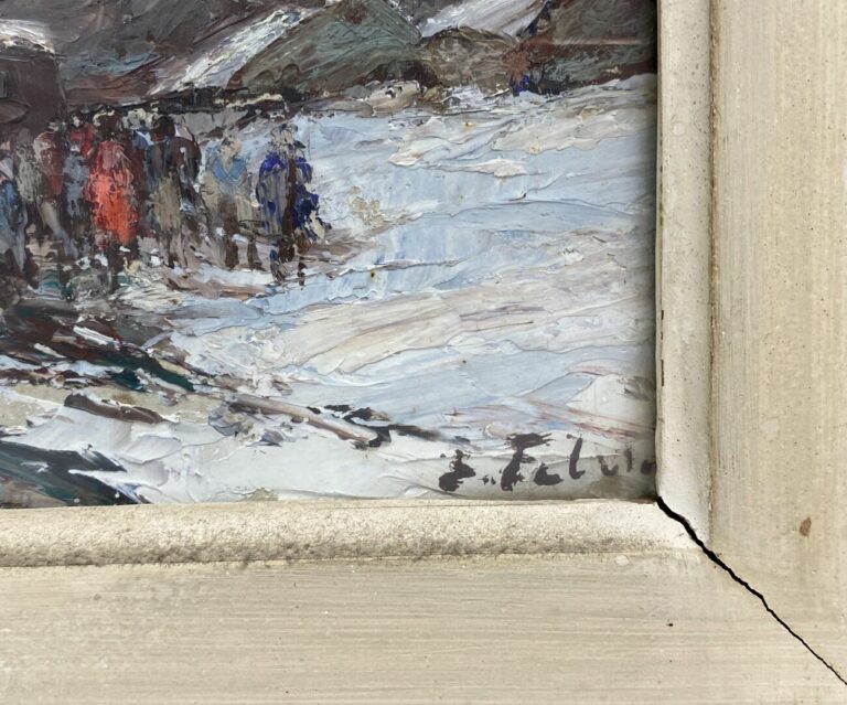 Edouard FEBVRE (1885-1967) - Attelage sous la neige - Huile sur carton, signée…