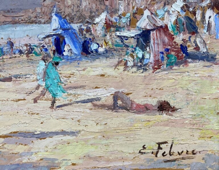 Edouard FEBVRE (1885-1967) - Scène animée à la plage - Huile sur toile, signée…