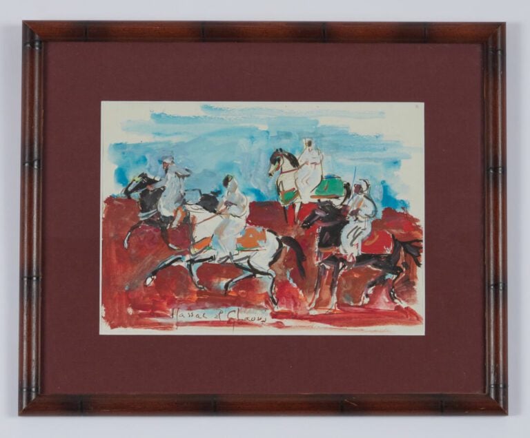 EL GLAOUI Hassan (1924-2018) - "Cavaliers" - Gouache signée en bas vers la gauc…