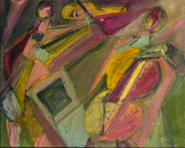 Elisabeth RONGET (1899-1980) - Musiciens - Huile sur toile, trace de signature…