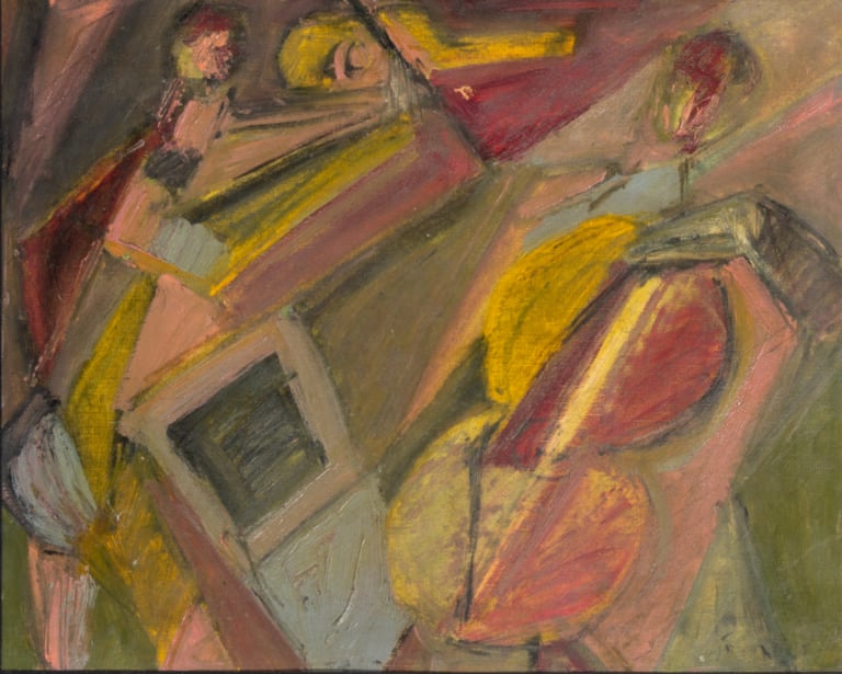 Elisabeth RONGET (1899-1980) - Musiciens - Huile sur toile, trace de signature…