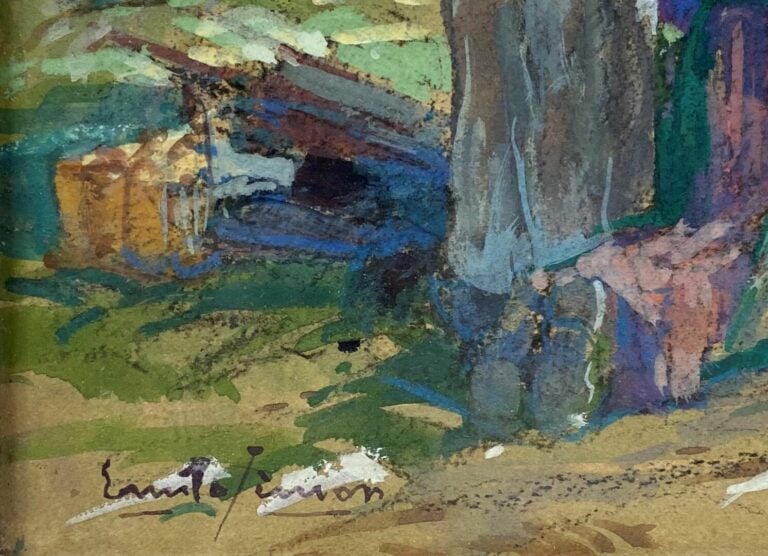 Emile Simon (1890-1976) - L'arrivée des pèlerins à l'église de Saint Anne de Pa…
