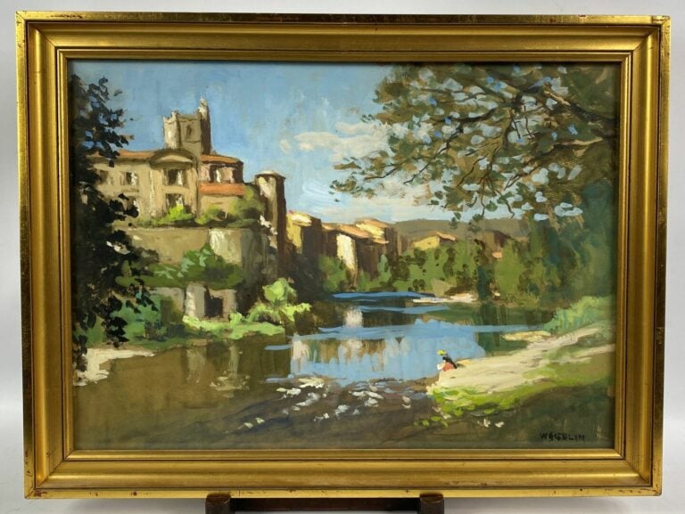 Emile WEGELIN (1875-1962) - Lavoute-Chilhac, Haute-Loire 1962 - Gouache sur pap…