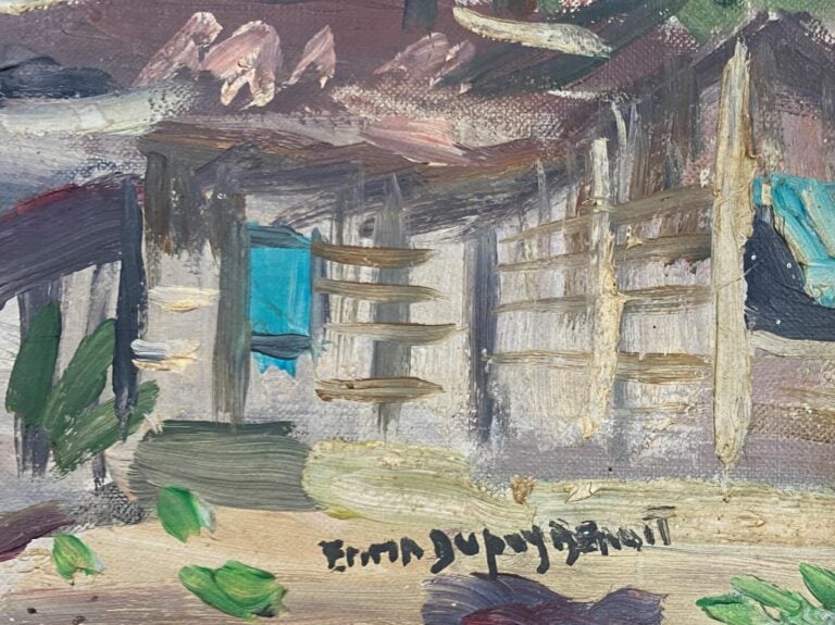 Emma DUPUY BENOIT (XXe) - Village camerounais - Huile sur toile, signée en bas…