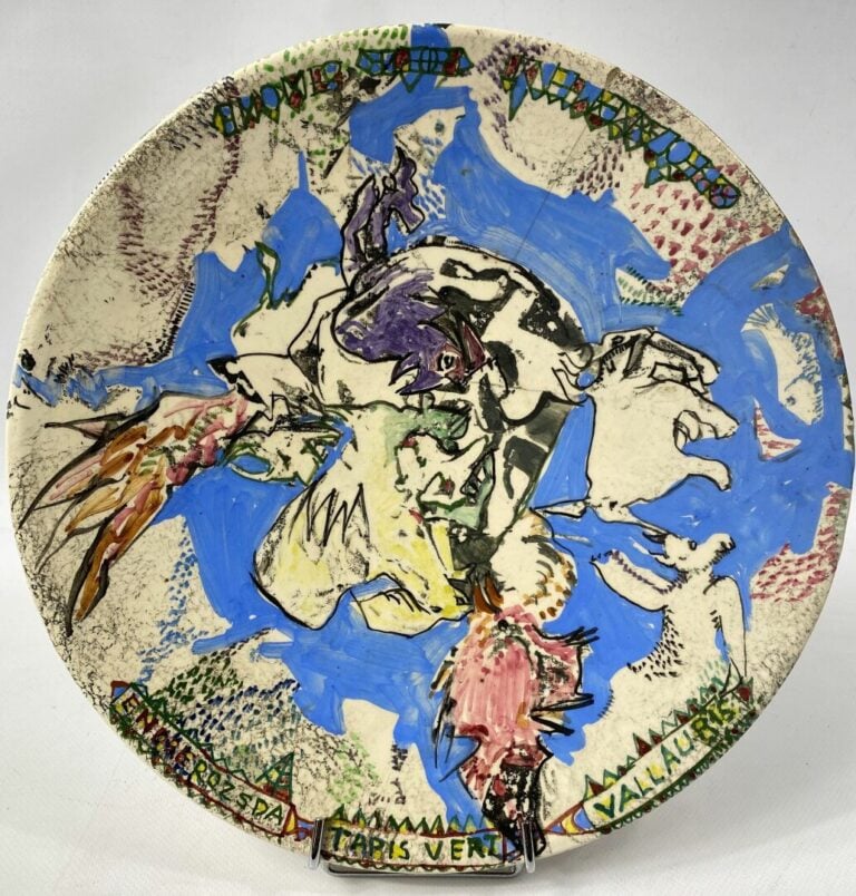 Endre ROZSDA (1913-1999), Edition du TAPIS VERT VALLAURIS - Assiette circulaire…