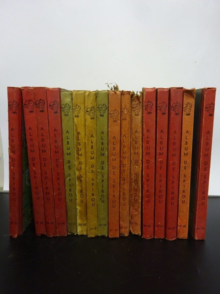 Ensemble de 16 ALBUMS DE SPIROU, n°53, n°55 à 67, 69 et 70 (reliures fatiguées…