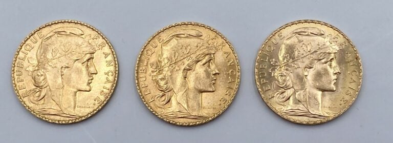 Ensemble de 25 pièces d'or : - 1 pièce de 20 Francs en or type "Napoleon III Tê…