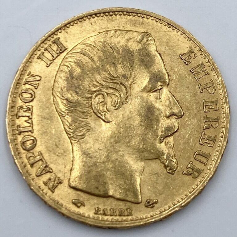 Ensemble de 25 pièces d'or : - 1 pièce de 20 Francs en or type "Napoleon III Tê…