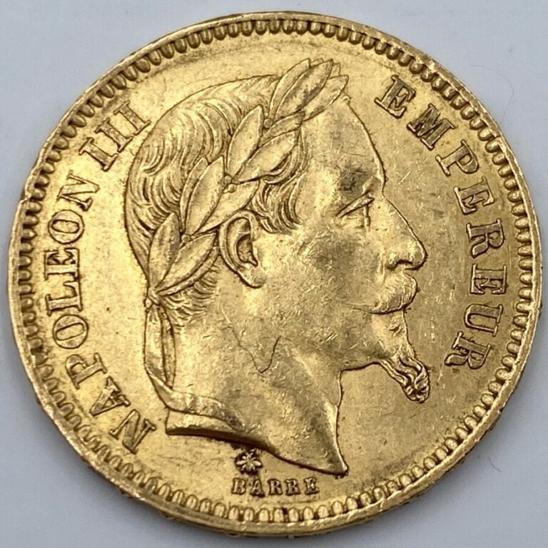 Ensemble de 25 pièces d'or : - 1 pièce de 20 Francs en or type "Napoleon III Tê…