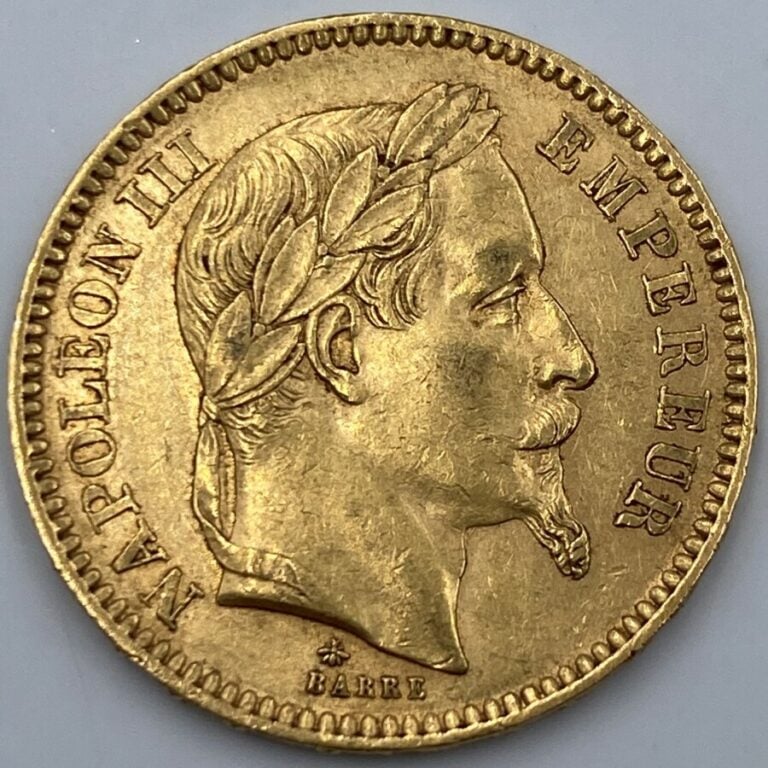 Ensemble de 25 pièces d'or : - 1 pièce de 20 Francs en or type "Napoleon III Tê…