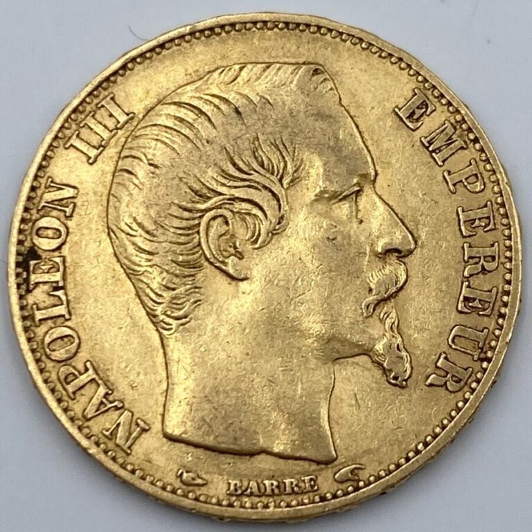 Ensemble de 25 pièces d'or : - 1 pièce de 20 Francs en or type "Napoleon III Tê…