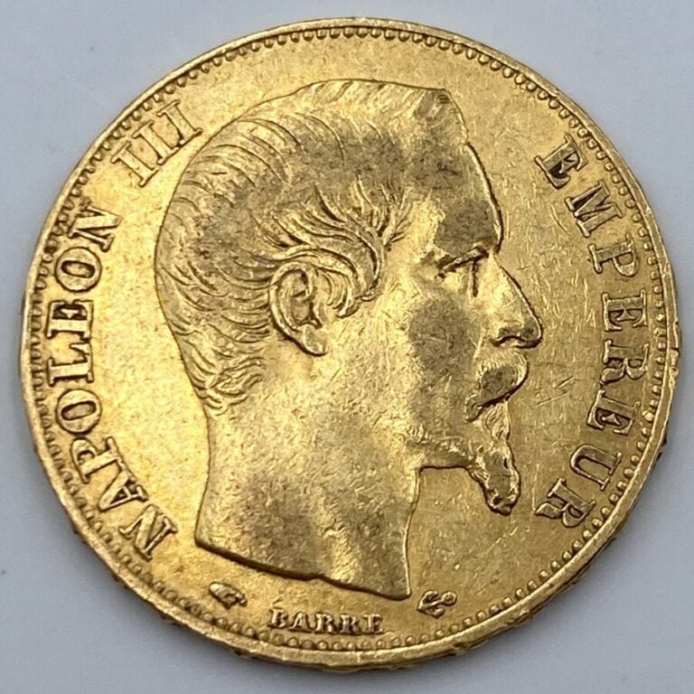 Ensemble de 25 pièces d'or : - 1 pièce de 20 Francs en or type "Napoleon III Tê…