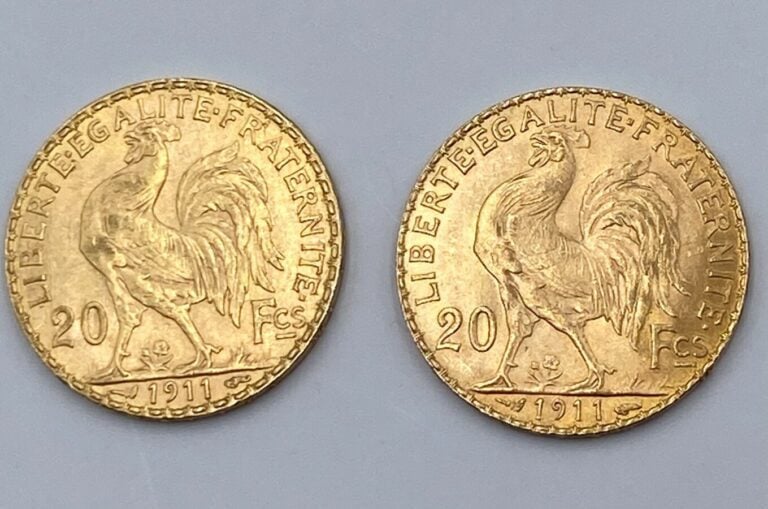 Ensemble de 25 pièces d'or : - 1 pièce de 20 Francs en or type "Napoleon III Tê…