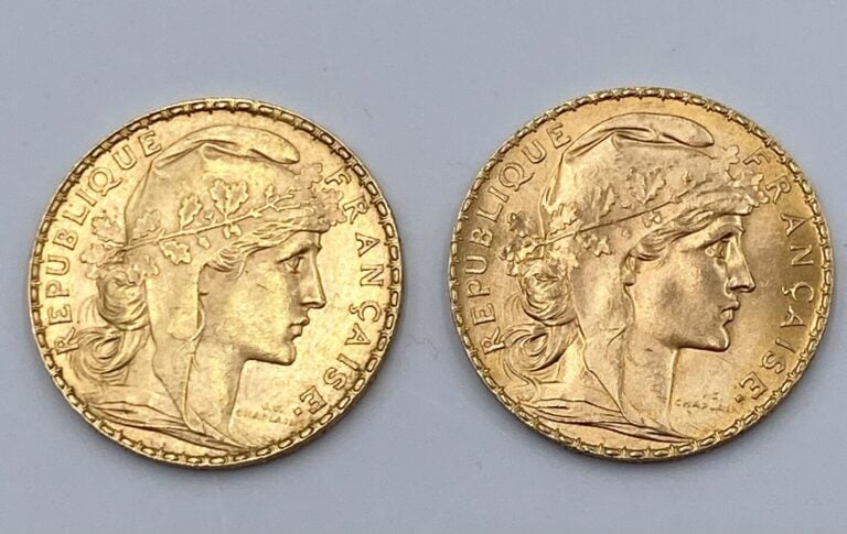 Ensemble de 25 pièces d'or : - 1 pièce de 20 Francs en or type "Napoleon III Tê…
