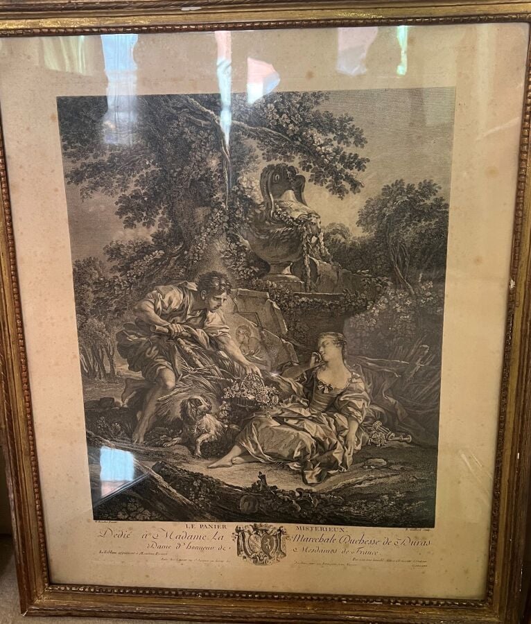 Ensemble de 7 gravures en noir : - « La reconnoissance de Fonrose ». - « L'acte…