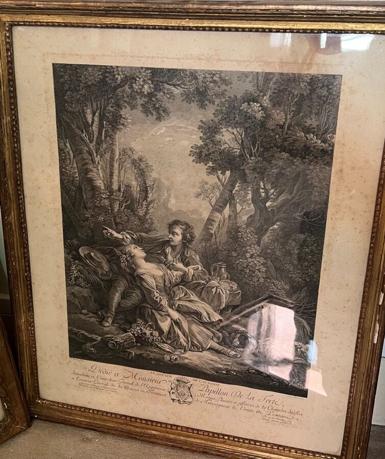 Ensemble de 7 gravures en noir : - « La reconnoissance de Fonrose ». - « L'acte…
