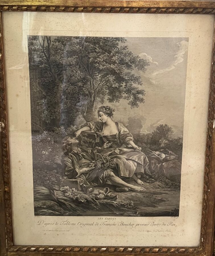 Ensemble de 7 gravures en noir : - « La reconnoissance de Fonrose ». - « L'acte…