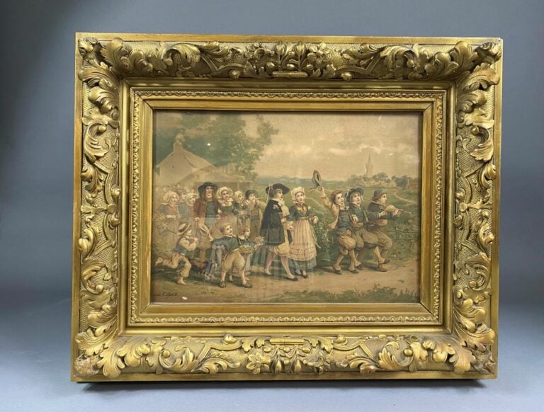 Ensemble de cadres en bois et stuc doré, formats divers - (en l'état)