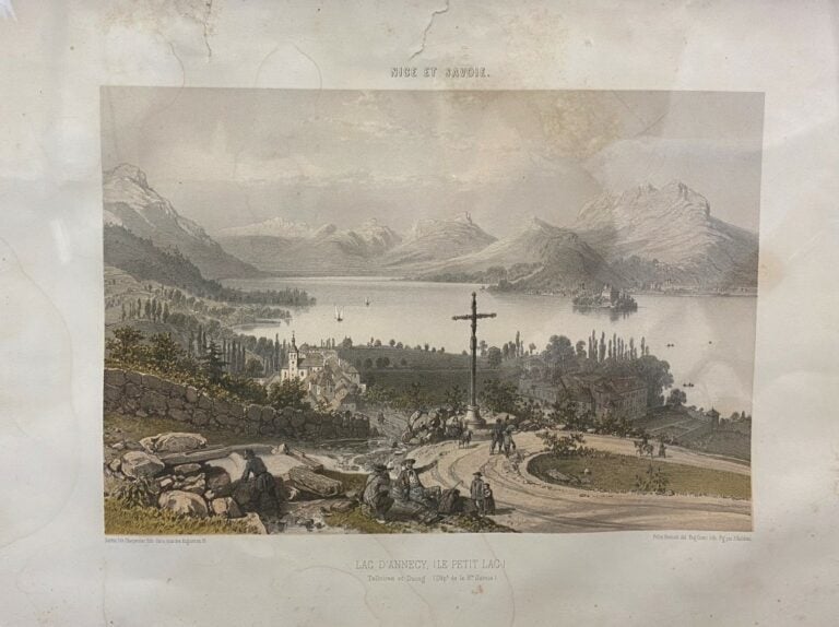 Ensemble de cinq gravures sur Nice et la Savoie - (déchirures, tâches) - AJOUT…