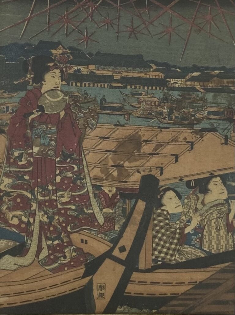 ENSEMBLE DE DEUX (2) ESTAMPES SUR PAPIER CREPON - Japon - Comprenant des geisha…