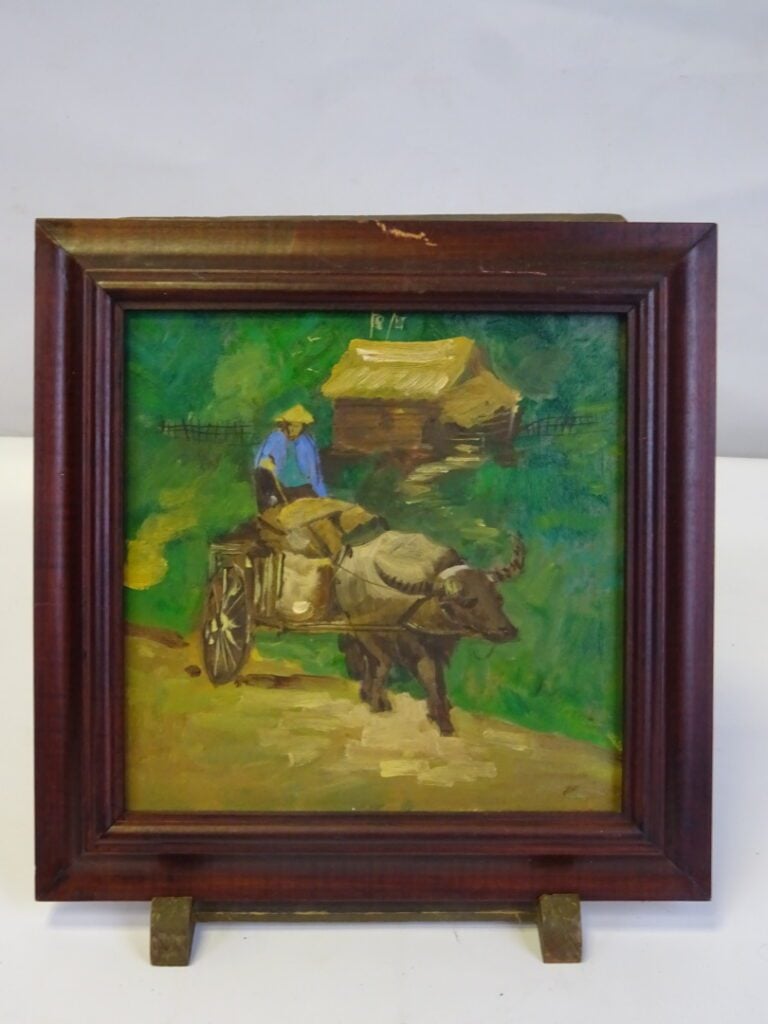 ENSEMBLE DE DEUX (2) PEINTURES PAYSANNES - Chine ou Vietnam - Comprenant - Deux…