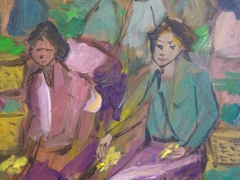 ENSEMBLE DE DEUX (2) PEINTURES PAYSANNES - Chine ou Vietnam - Comprenant - Deux…