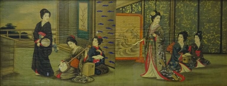 ENSEMBLE DE DEUX (2) PEINTURES SUR PAPIER - Japon, Epoque MEIJI (1868-1312) - P…
