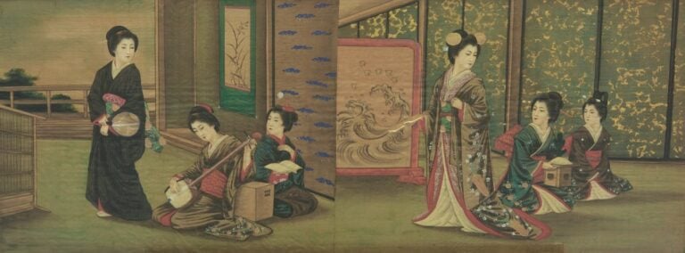 ENSEMBLE DE DEUX (2) PEINTURES SUR PAPIER - Japon, Epoque MEIJI (1868-1312) - P…