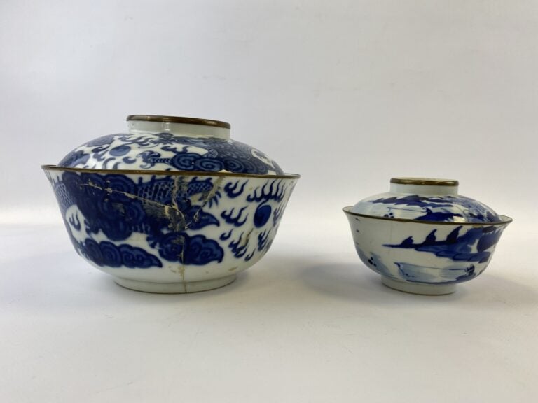 ENSEMBLE DE DEUX BOLS EN PORCELAINE BLEU BLANC - Chine ou Vietnam - Deux bols c…