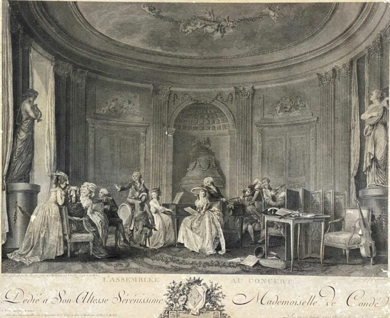 Ensemble de deux gravures comprenant : - - L'Assemblée du Salon - 39,5 x 49 cm…