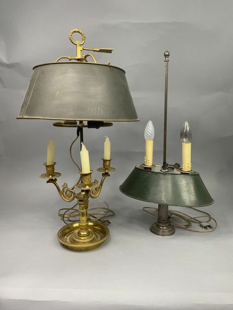 Ensemble de deux lampes dite bouillotte en bronze ou métal