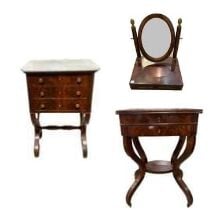 Ensemble de deux tables en acajou et placage d'acajou comprenant une travailleu…