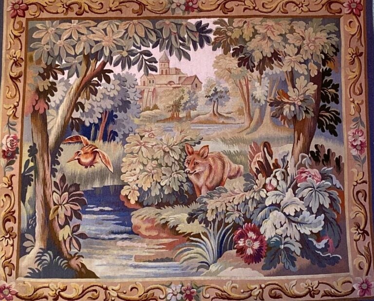 Ensemble de deux tapisseries à décor de paysage - Travail moderne - Dimensions…