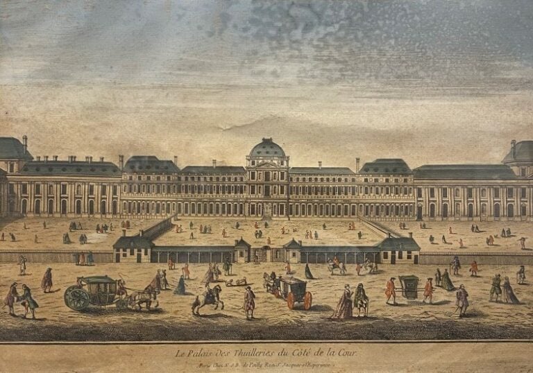 Ensemble de gravures - comprenant: - - Vue d'optique, Le pont de change à Paris…