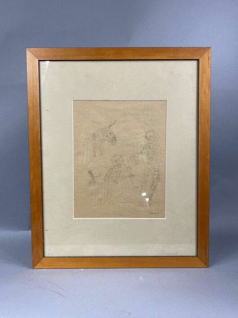 Ensemble de huit pièces encadrées comprenant des dessins, reproductions, techni…