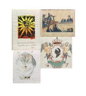 Ensemble de pièces encadrées comprenant gravures, vue d'optiques du Pont Neuf,…
