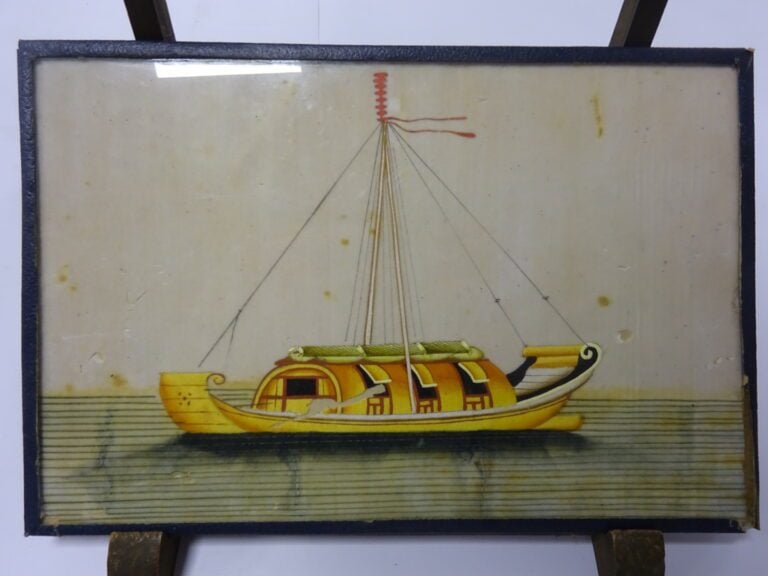 ENSEMBLE DE SIX (6) PEINTURES SUR PAPIER DE RIZ - Canton - Peintures rectangula…
